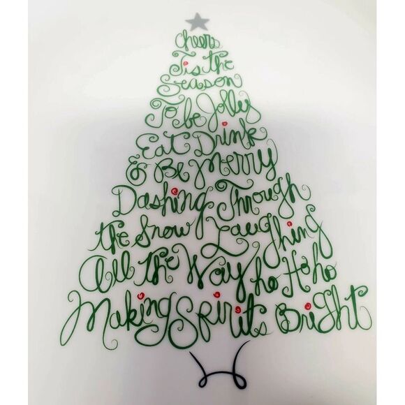 St. Nicholas Square Plate 11" Round Christmas Eat, Drink & Be Merry Holiday Tree - Picture 6 of 9